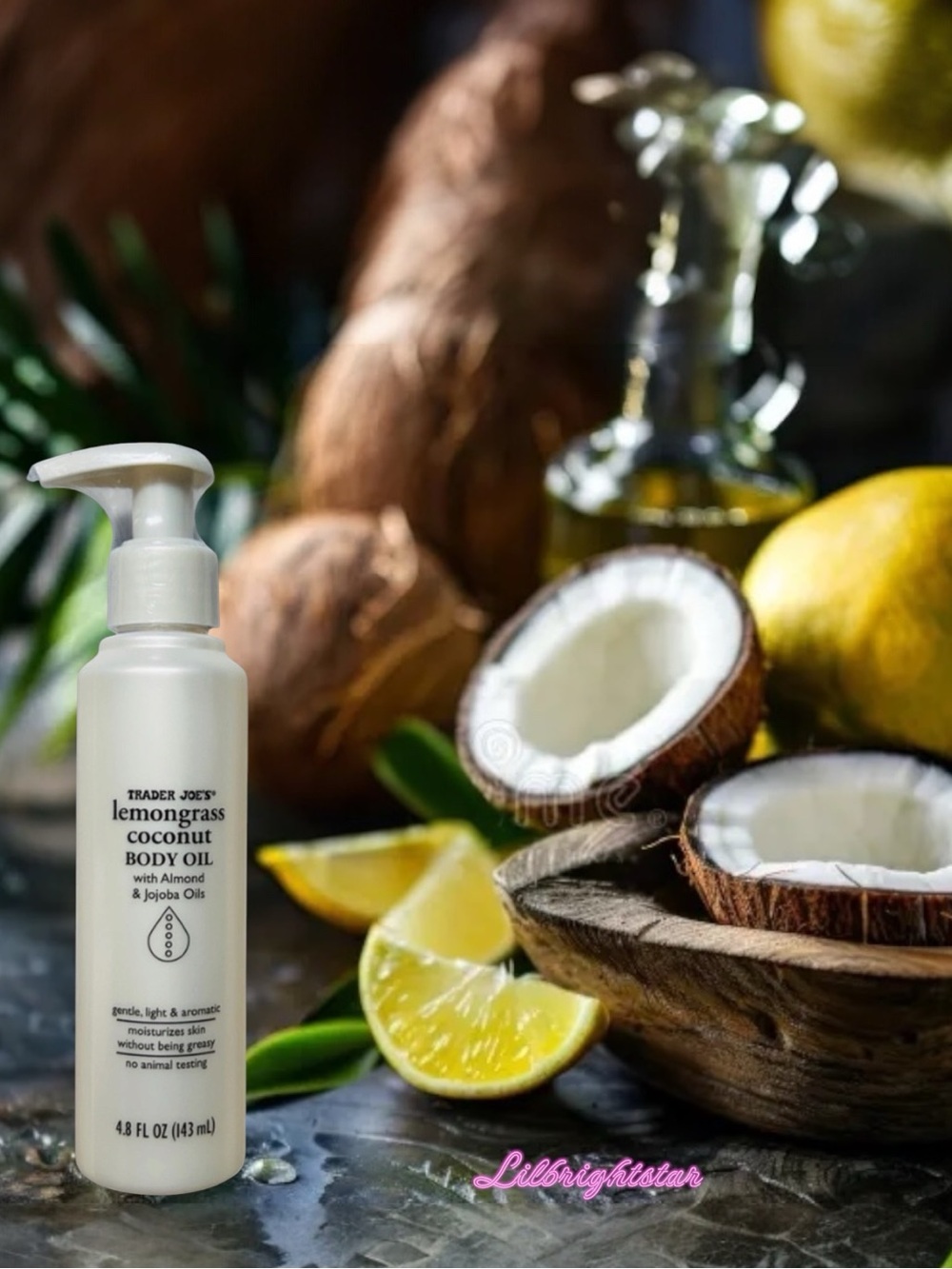 🍋🥥 Trader Joe’s Lemongrass Coconut Body Oil 4.8 Oz NWT